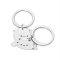 Cute Cat Keychain Stainless Steel Key ring Couple Lover Animal Matching Keyring Pendants Valentine's Day Gift