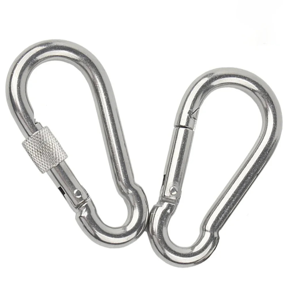 1/2/5Pcs M4 M5 M6 M8 M10 304 Stainless Steel Spring Snap Carabiner Quick Link Lock Ring Hook Snap Shackle Chain Fastener Hook
