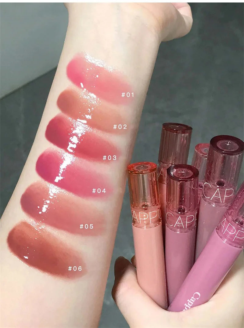 Clear Fruit Juice Lip Gloss Crystal Jelly Moisturizing Lips Oil Lasting No Sticky Sexy Lip Gloss Lipstick Makeups Lips Care