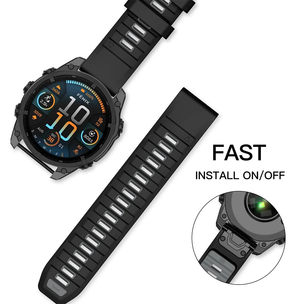 22/26mm Silicone Watchband Fenix 8 Pro Sport Strap For Garmin Tactix 7/Quatix8 Forerunner 970 965 Instinct 2X Quick Fit Bracelet