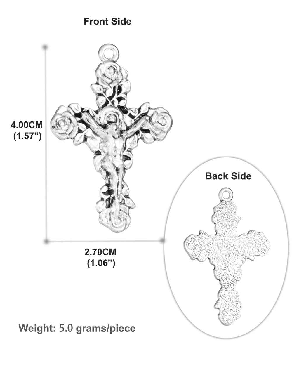 5Pcs Religious Rose Crucifix Cross Pendant Charms for DIY Rosary Chaplet Necklace Bracelet Religious Keepsake Church Supplies