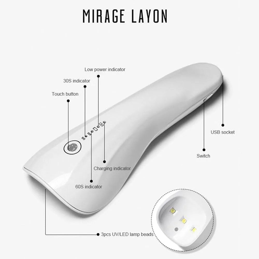 LINMANDA Handheld UV LED Lamp for Nails Drying Lamp Rechargeable Mini Manicure Lamp Nail Dryer For Gel Polish Manicure Tools