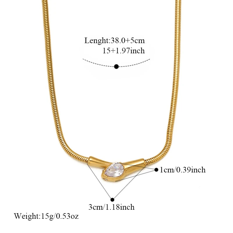 EILIECK 316L Stainless Steel Fashion Snake Pattern Chain Necklace For Women Daily Wear Trendy Neck Chain Waterproof Jewelry Gift