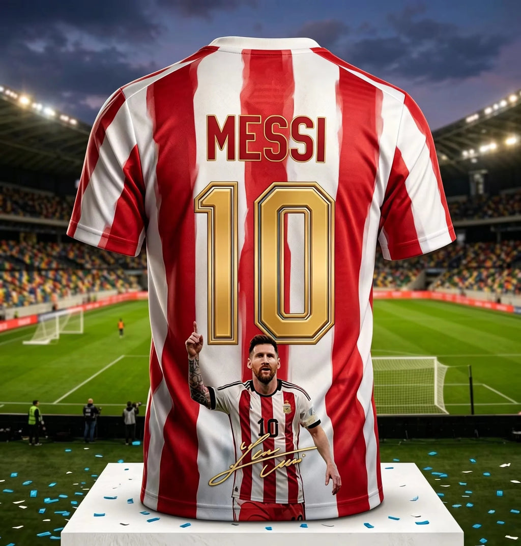 Messi #10 Argentina Football Jersey Blue White Striped 3D Print Shirt Men Women Soccer World Cup Fan Short Sleeve Tops