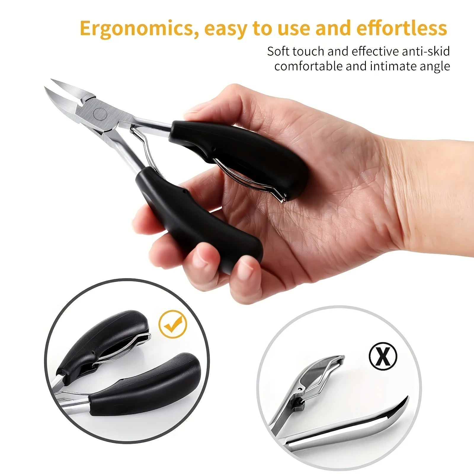 Portable Olecranon Scissors, Professional Nail Clippers, Nail Groove Trimmer for Thick Nails and Growth of Thick Nails, Toe Nail Trimmer_For Nail Scissors with Rubber Handle for Thick Nail or Intraoral Toenail Tools