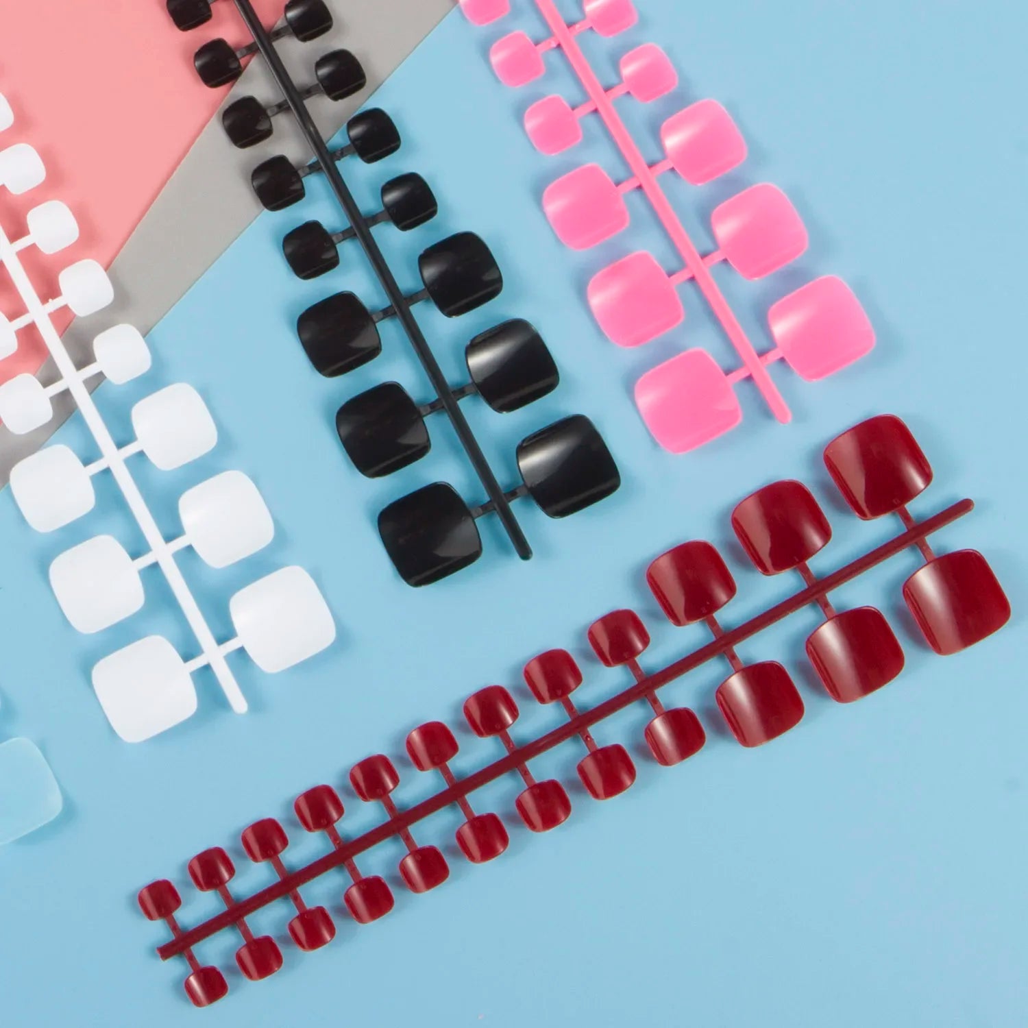 Mixed 5 Colors full cover false nails short foot fake nails Candy Color 24pcs/set press on nails foot toe french nail art tips
