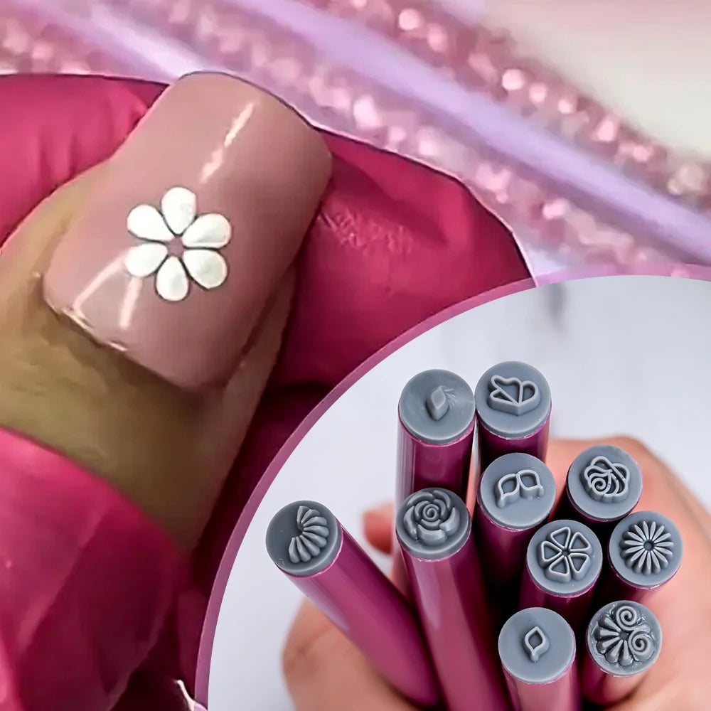 4/6/10/20Pcs Nail Art Stamp Pen Set Flower Butterfly Graffiti Nails Stamping Manicure Painting Drawing Templates Dotting Tools *