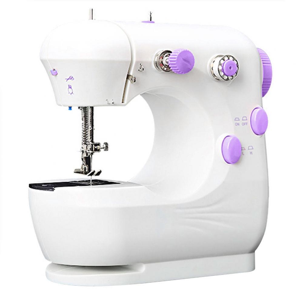 Mini Sewing Machines Portable Electric Household Stitching Sew Fabric Pedal Mini Foot Hand Table Model Sewing Electric Machine