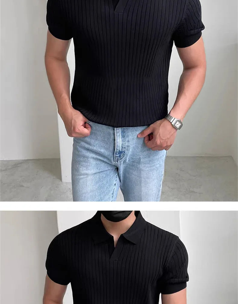 Summer Sports And Leisure Slim Fit T-Shirt Fashionable Men's Golf Polo Shirt Open Neck Breathable Quick Drying Short Sleeved Top