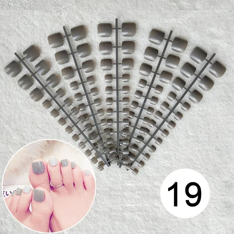 Mixed 5 Colors full cover false nails short foot fake nails Candy Color 24pcs/set press on nails foot toe french nail art tips