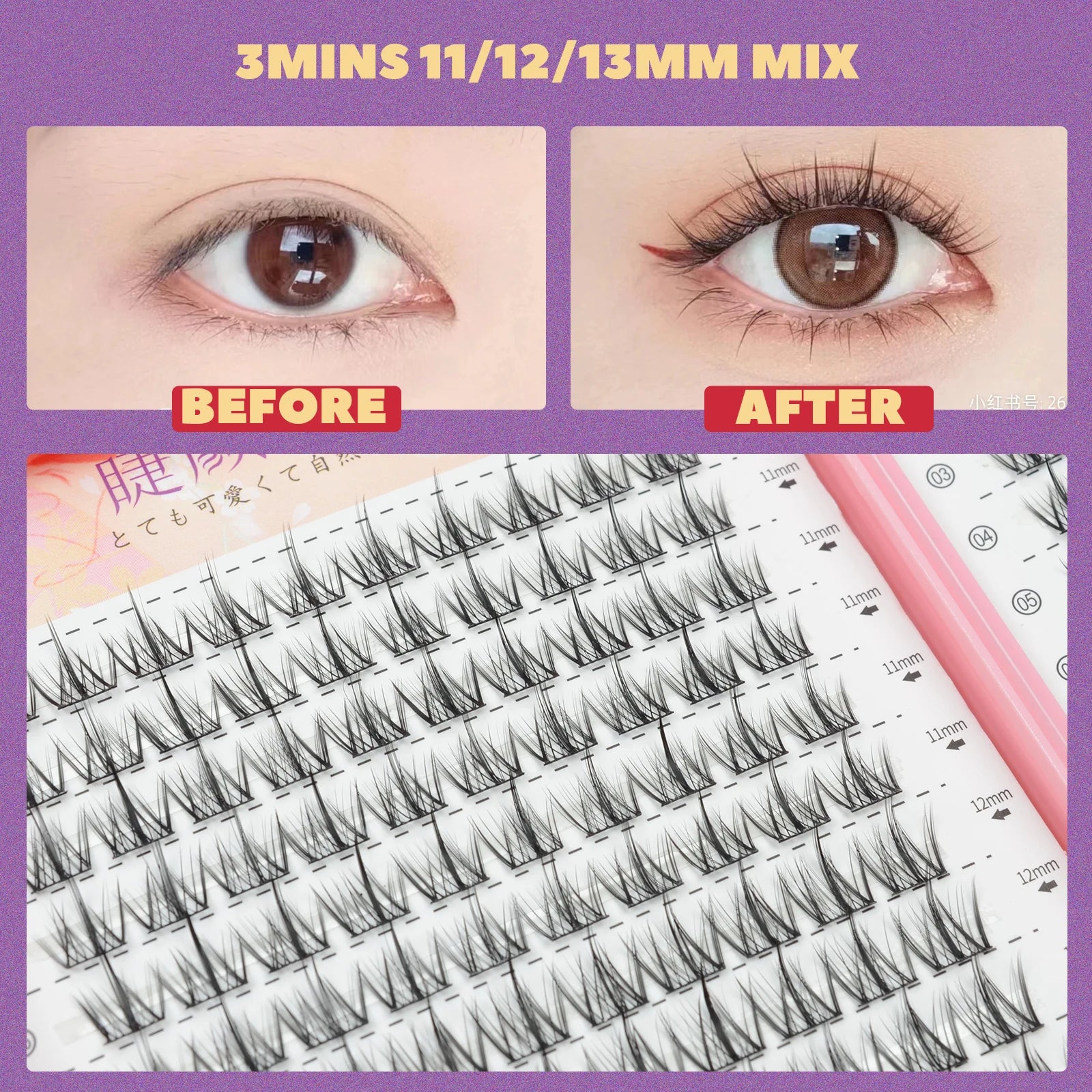 False Eyelashes High-capacity Natural Wispy Cluster Lashes 32 Rows DIY Lash Extension Supplies High Quality Professional Makeup