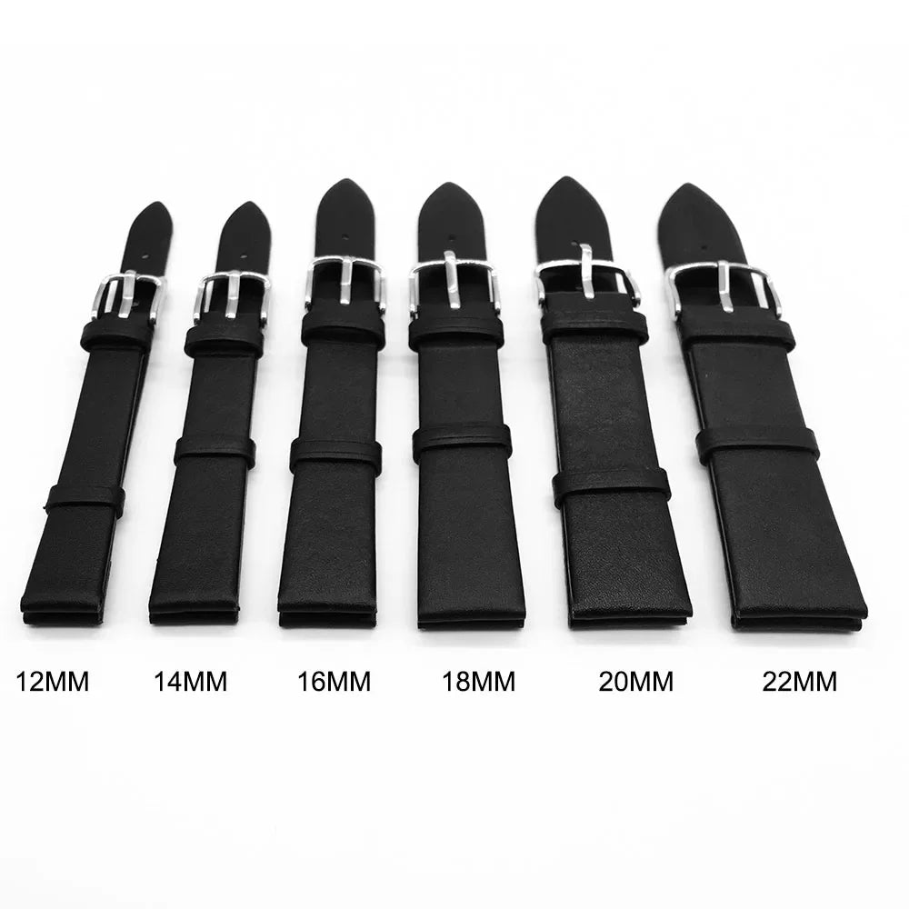 Calf Leather Watch Strap 12mm 14mm 16mm 18mm 20mm 22mm Genuine Leather Watch Band with Silver Pin Buckle
