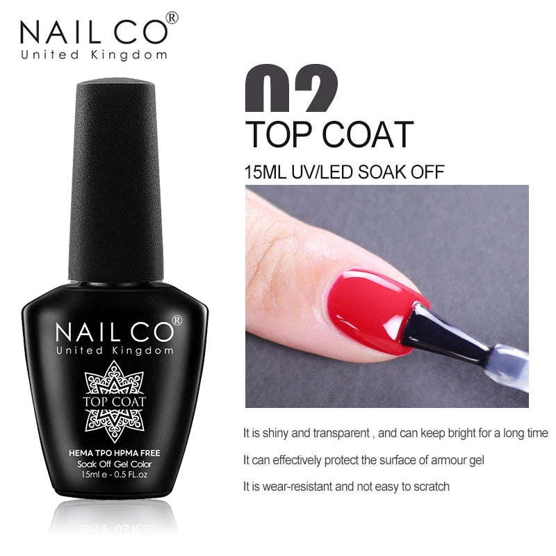 NAILCO 15ml Hema TPO Free Gel Nails Poilsh Vernis Semi Permanent UV Varnish Gel Nail Art Manicure Design TOP BASE Varnish Hybrid