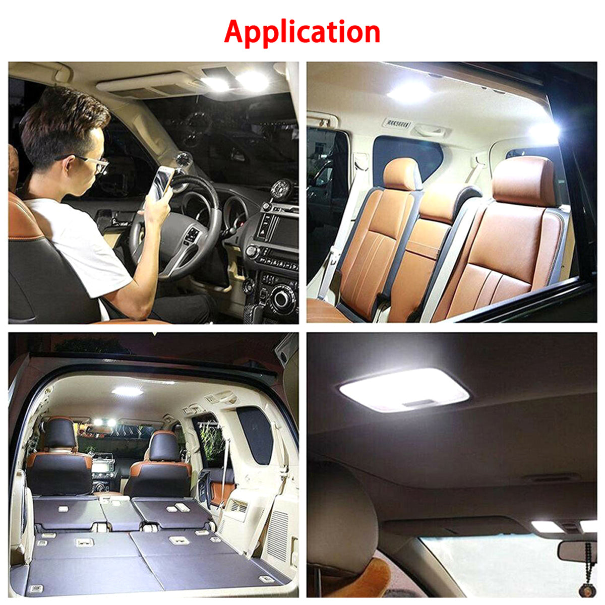 Car Interior Roof Lights 12V 36 LED Bulbs White Vehicle Ceiling LED Lighting Lamp Car Dome Reading Light with On/Off Switch for
