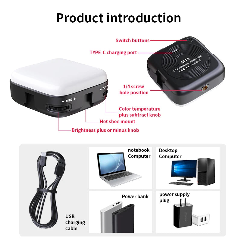 Selfie Light LED Video Camera Light Portable Clip on Light Panel for Camera Phone 3000-9900k For Makeup Video Fill Lights